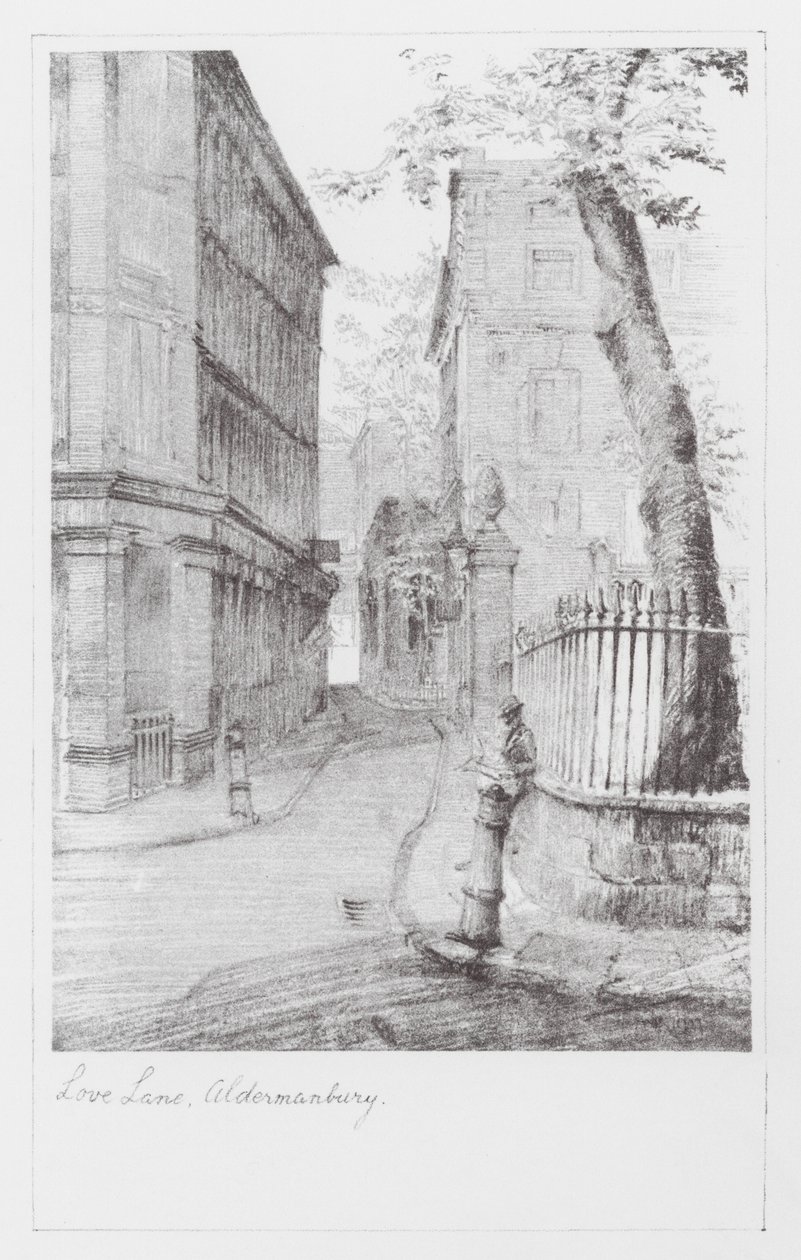 London Lanes: Love Lane, Aldermanbury (lito) by Alan Stapleton