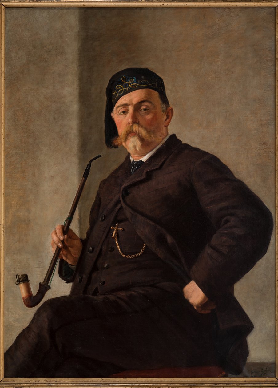 Borulu Adam (tuval üzerine yağlı boya) by Albano Lugli
