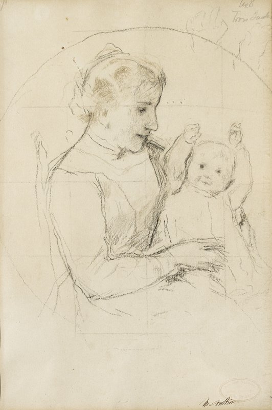 çocuklu anne by Albert Anker