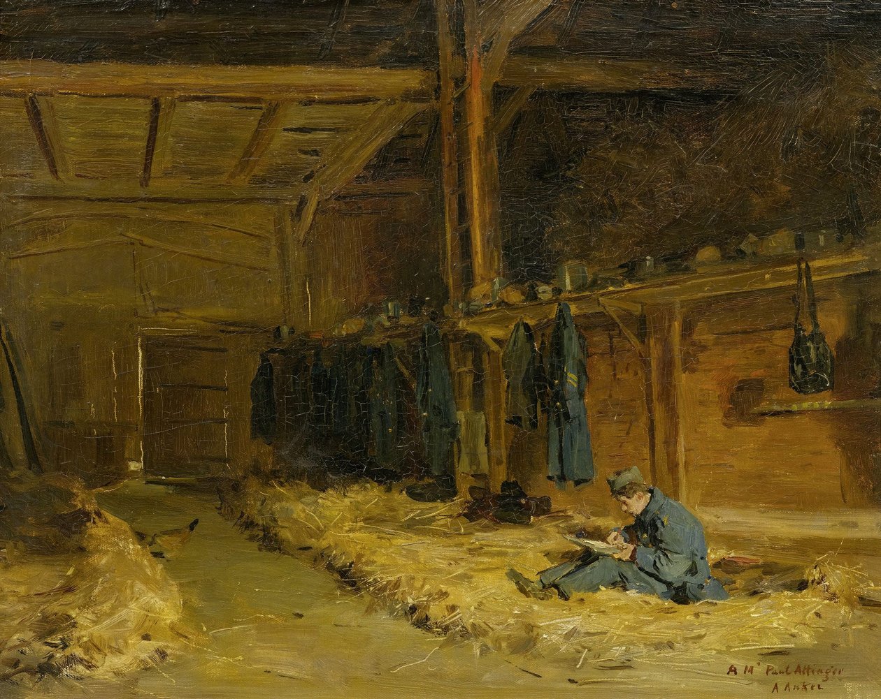 saman deposunda asker by Albert Anker