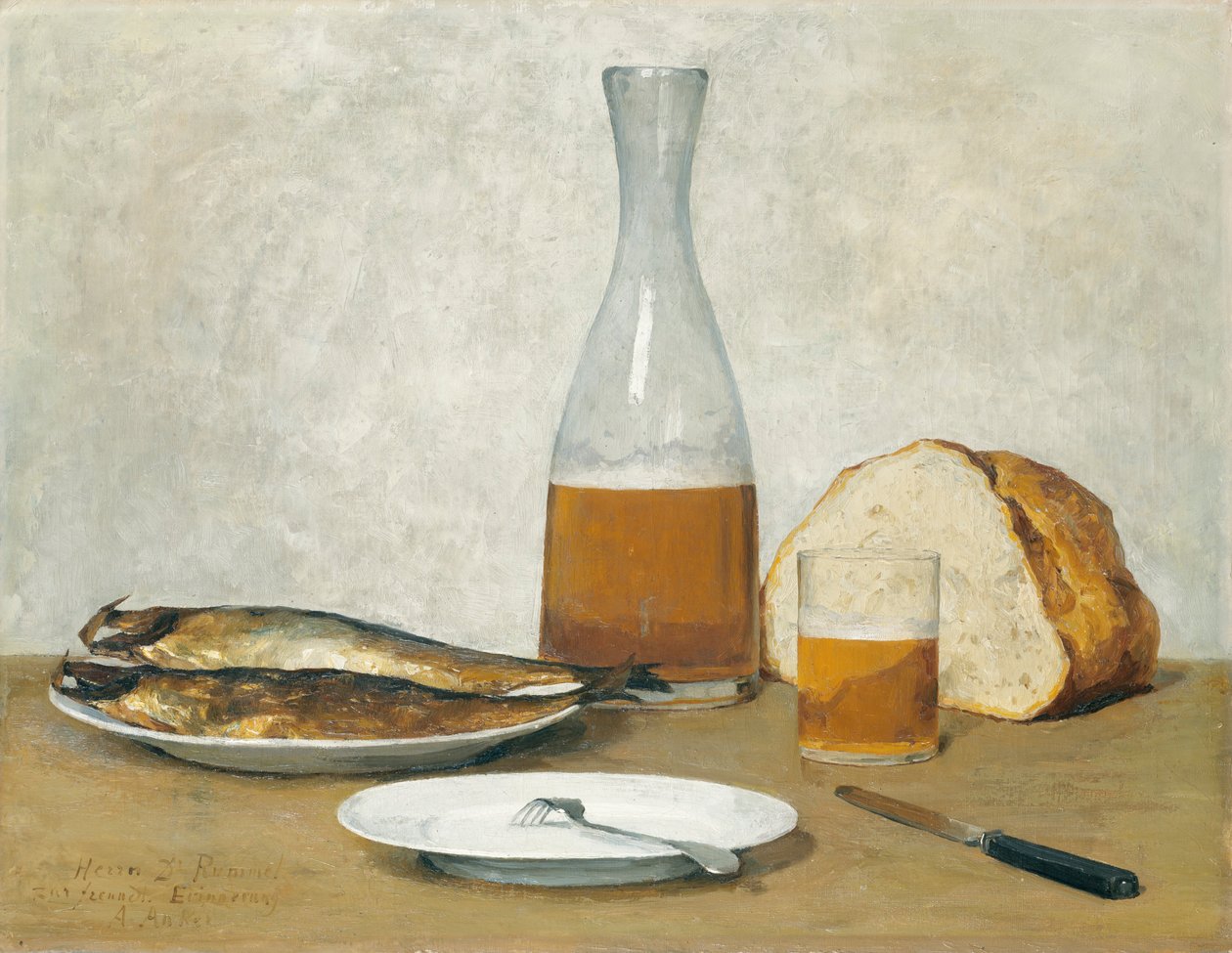 Natürmort, ringa balığı by Albert Anker