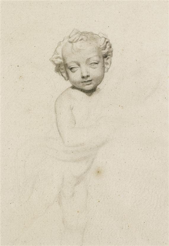 Andrea del Verrocchio tarafından kanatlı çocuktan sonra çizim by Albert Anker
