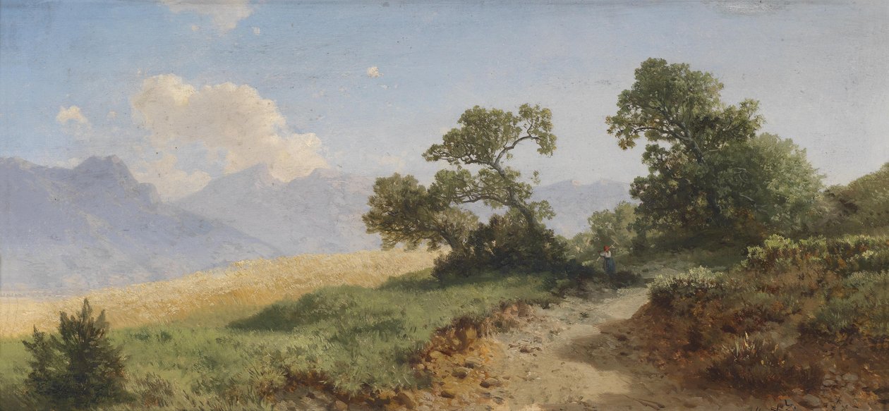 Figürlü kadrolu manzara by Albert August Zimmermann