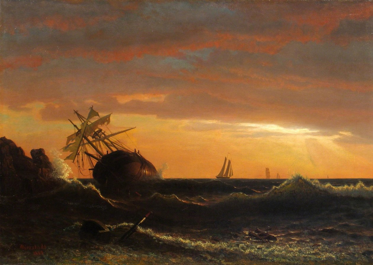 karaya oturmuş gemi by Albert Bierstadt