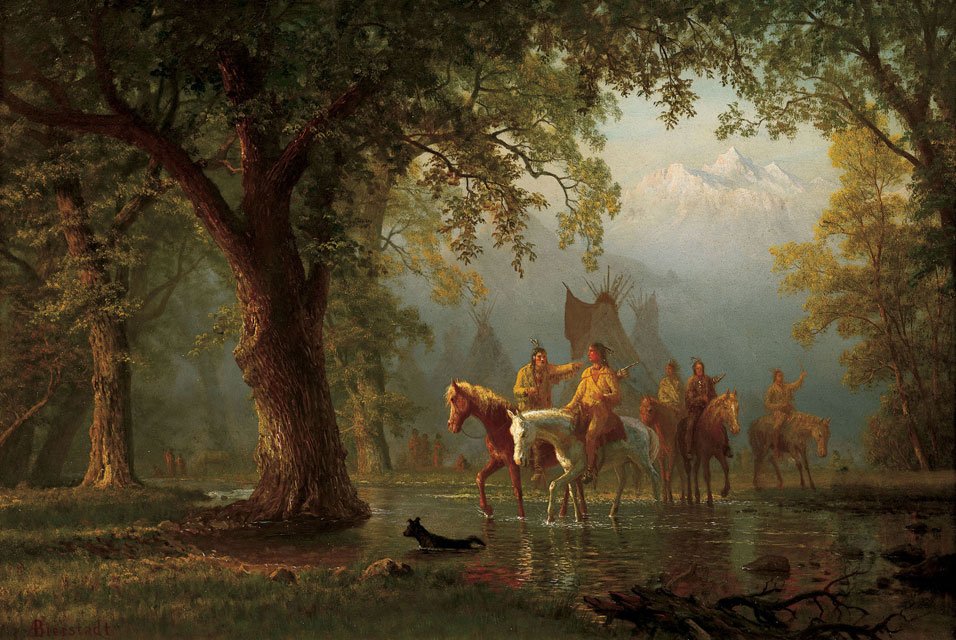 Bir Hint Savaş Partisinin Ayrılışı by Albert Bierstadt