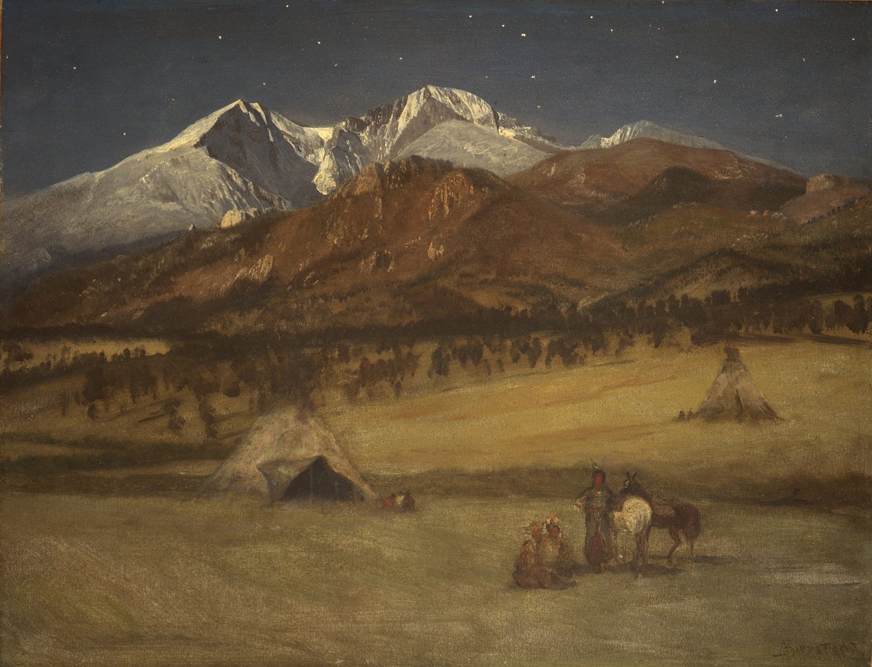 Kızılderili Kampı - Akşam by Albert Bierstadt