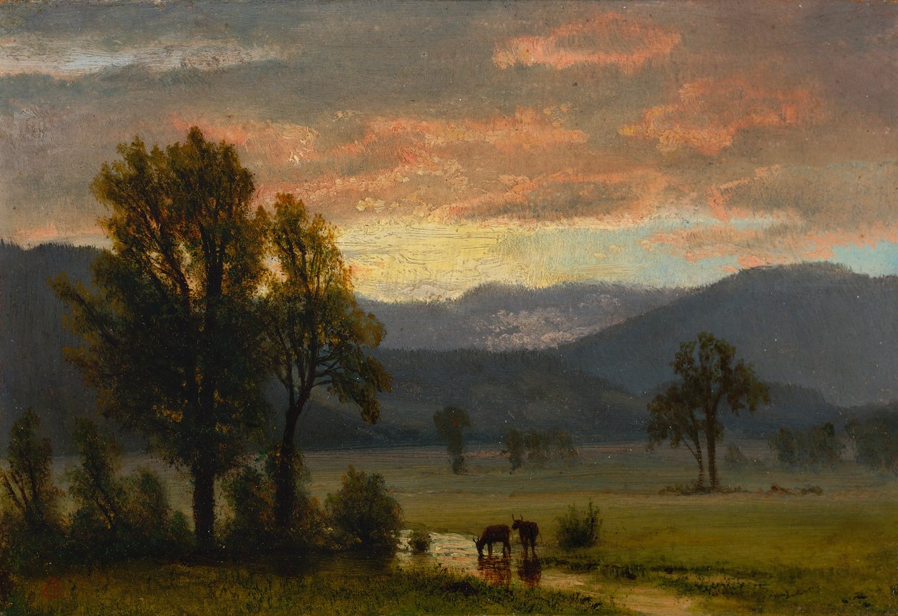 Sığır ile manzara by Albert Bierstadt
