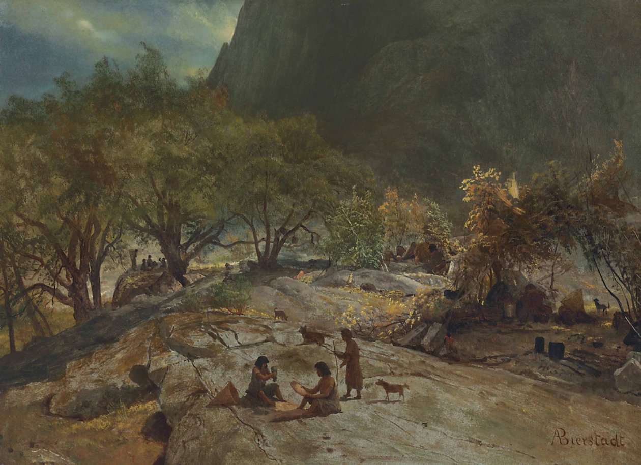 Mariposa Kızılderili Kampı, Yosemite Vadisi, Kaliforniya by Albert Bierstadt