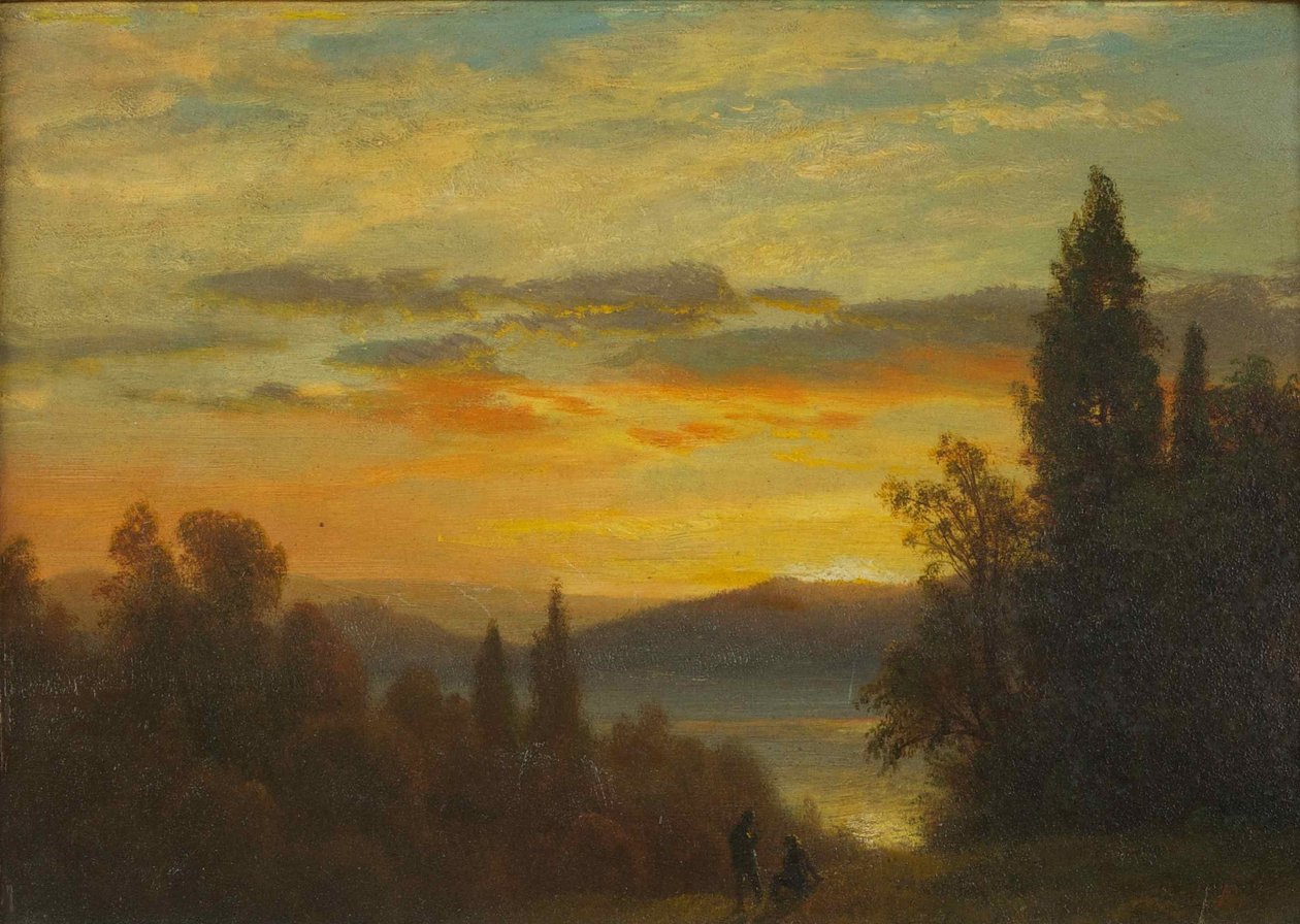 Irvington yakınlarındaki Hudson Nehri üzerinde by Albert Bierstadt