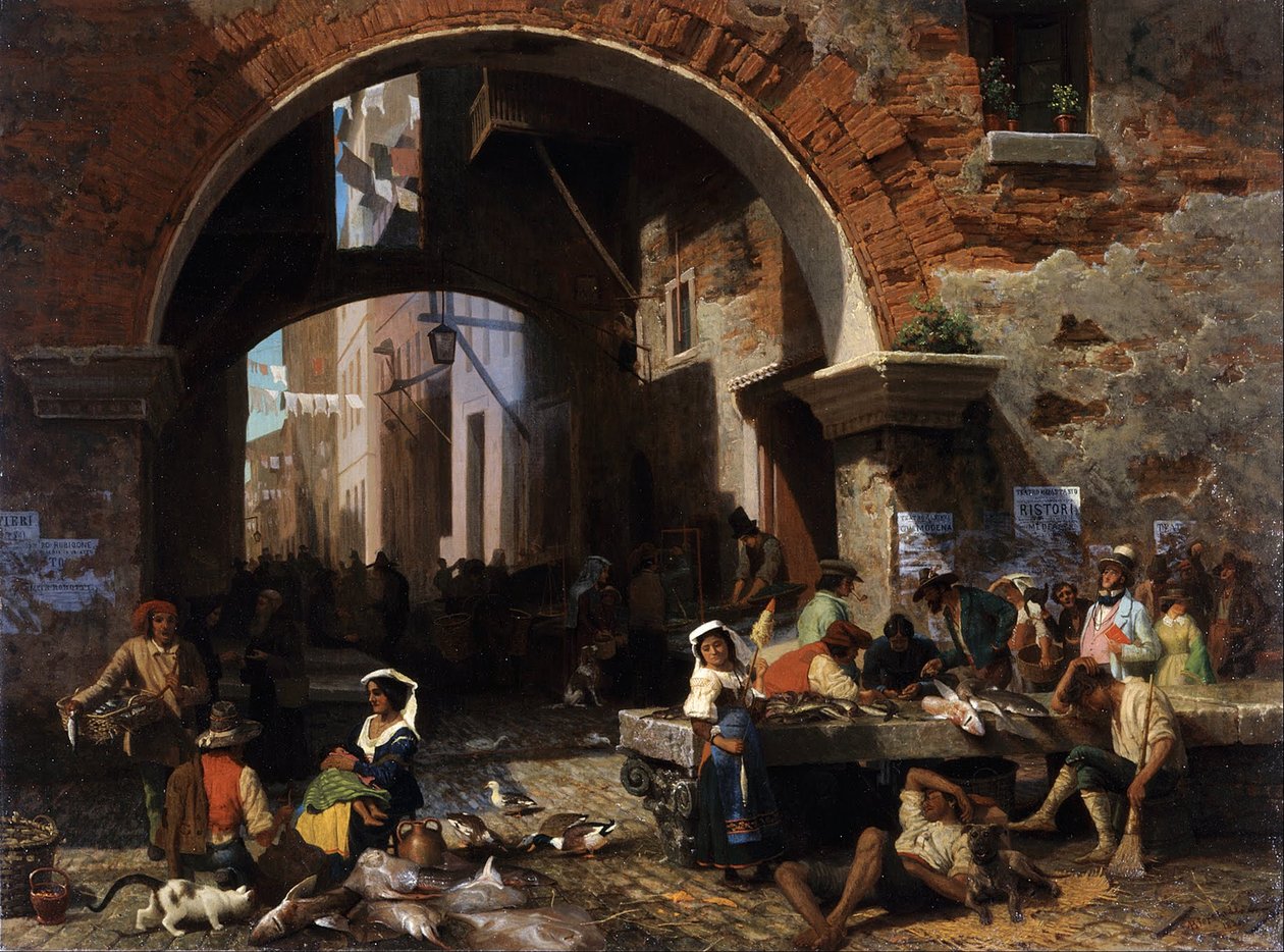 Roma Balık Pazarı. Octavius Kemeri by Albert Bierstadt