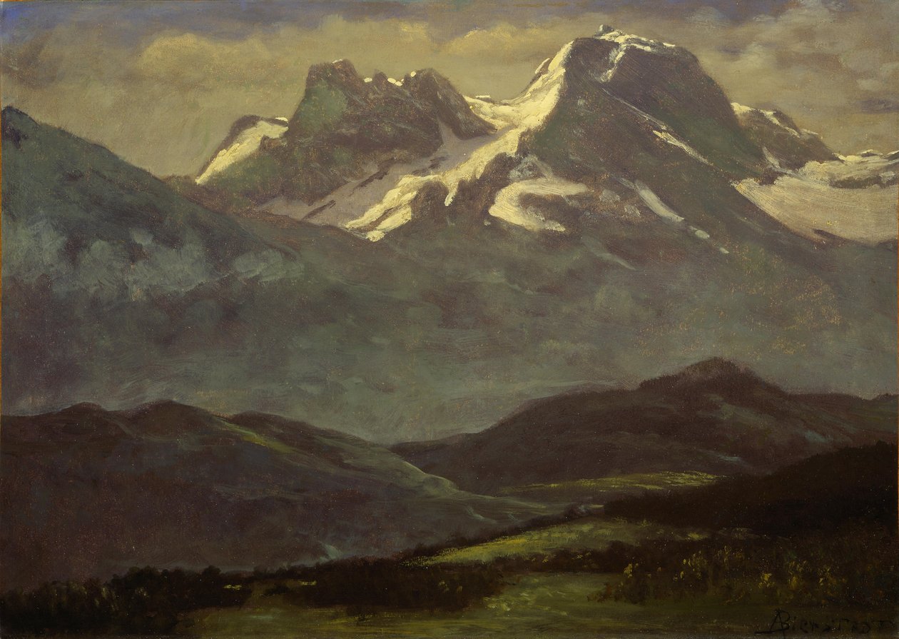 Zirvelerde veya Karla Kaplı Dağlarda Yaz Karı by Albert Bierstadt