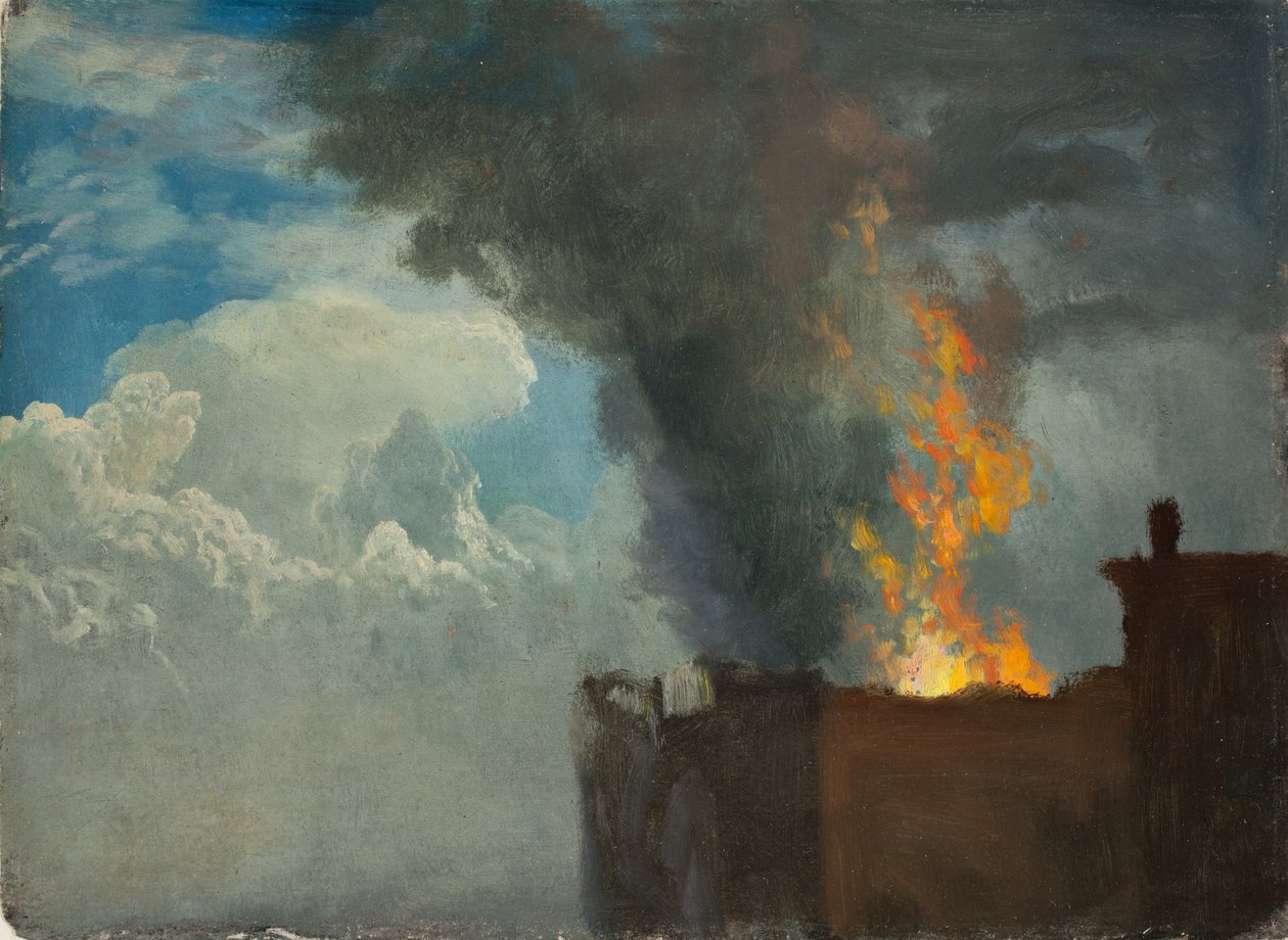 Conflagration (kağıt üzerinde yağlı boya) by Albert Bierstadt