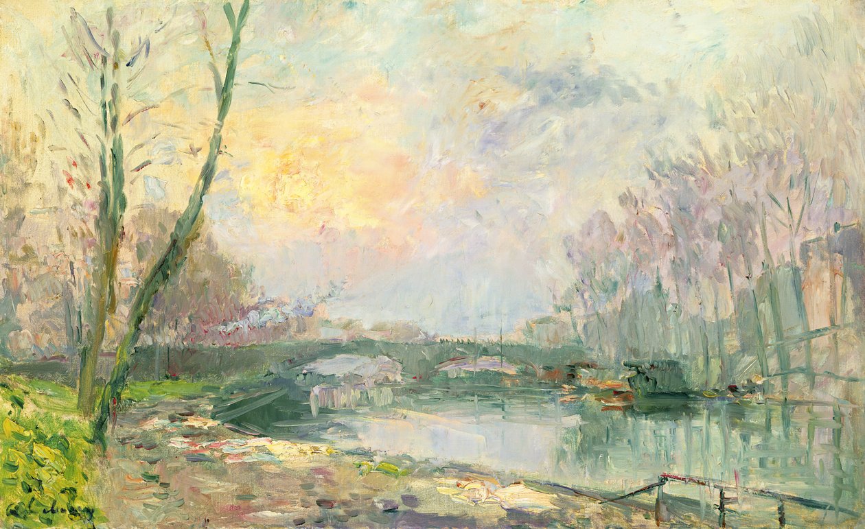 Seine, Paris'in görünümü by Albert Charles Lebourg