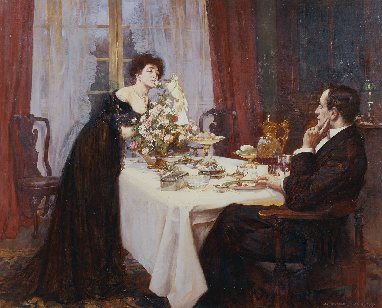Yıldönümü, seni her günkü en sessiz ihtiyaç düzeyinde seviyorum - Elizabeth Barrett Browning, 1909 by Albert Chevallier Tayler