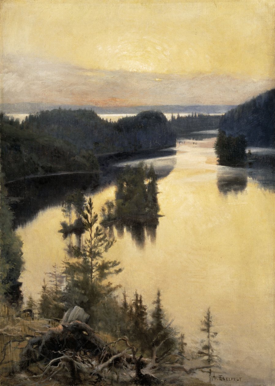 Gün batımında Kaukola Sırtı by Albert Gustaf Aristides Edelfelt