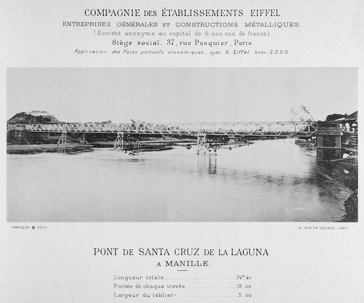 Santa Cruz de la Laguna Köprüsü, Manila, Şubat 1891 by Albert Fernique