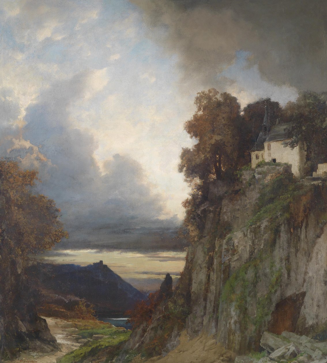 Abendstimmung am Rhein (bei Koblenz) by Albert Flamm