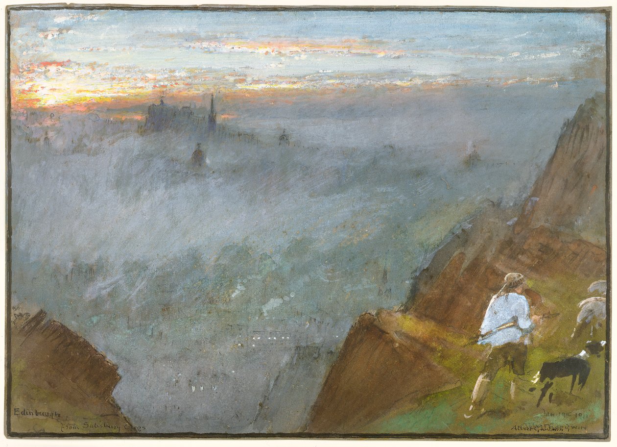 ಎಡಿನ್ಬರ್ಗ್ ಸ್ಯಾಲಿಸ್ಬರಿ ಕ್ರಾಗ್ಸ್ನಿಂದ, 1917 ಟರ್ಕ್ by Albert Goodwin