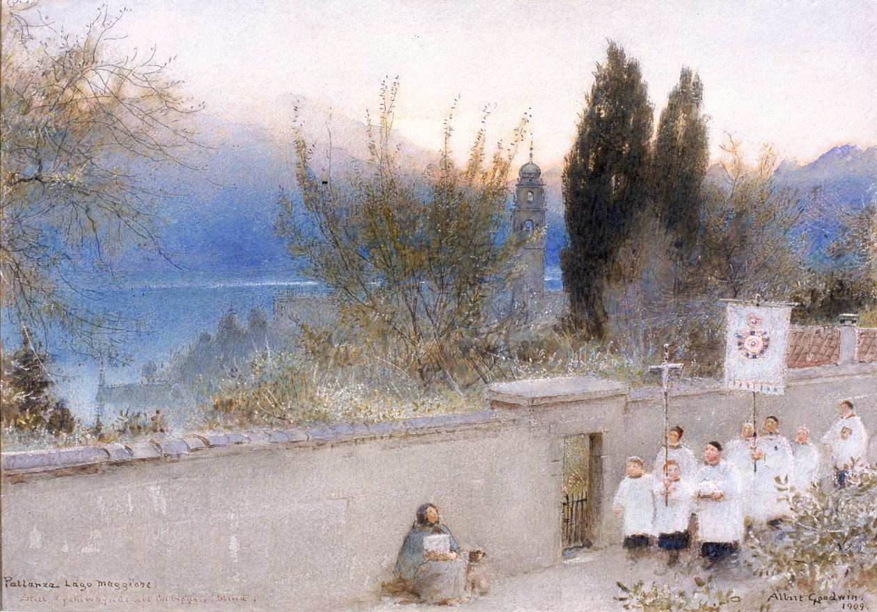 Pallanza, Maggiore Gölü (mürekkep) by Albert Goodwin