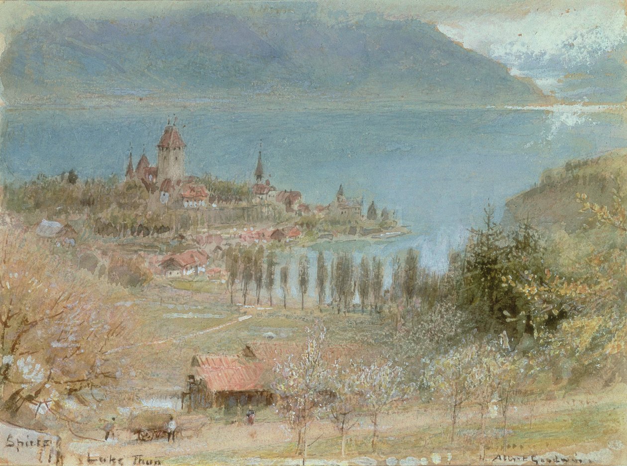 Spiez, Thun Gölü by Albert Goodwin