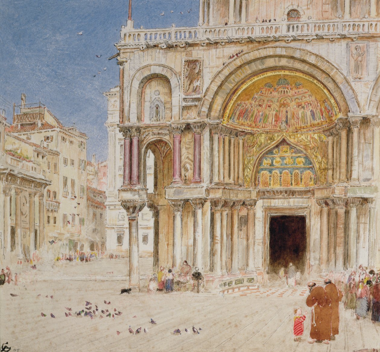 The Northwest Corner of St Marks (pen & ink with wc & crayon on paper) by Albert Goodwin