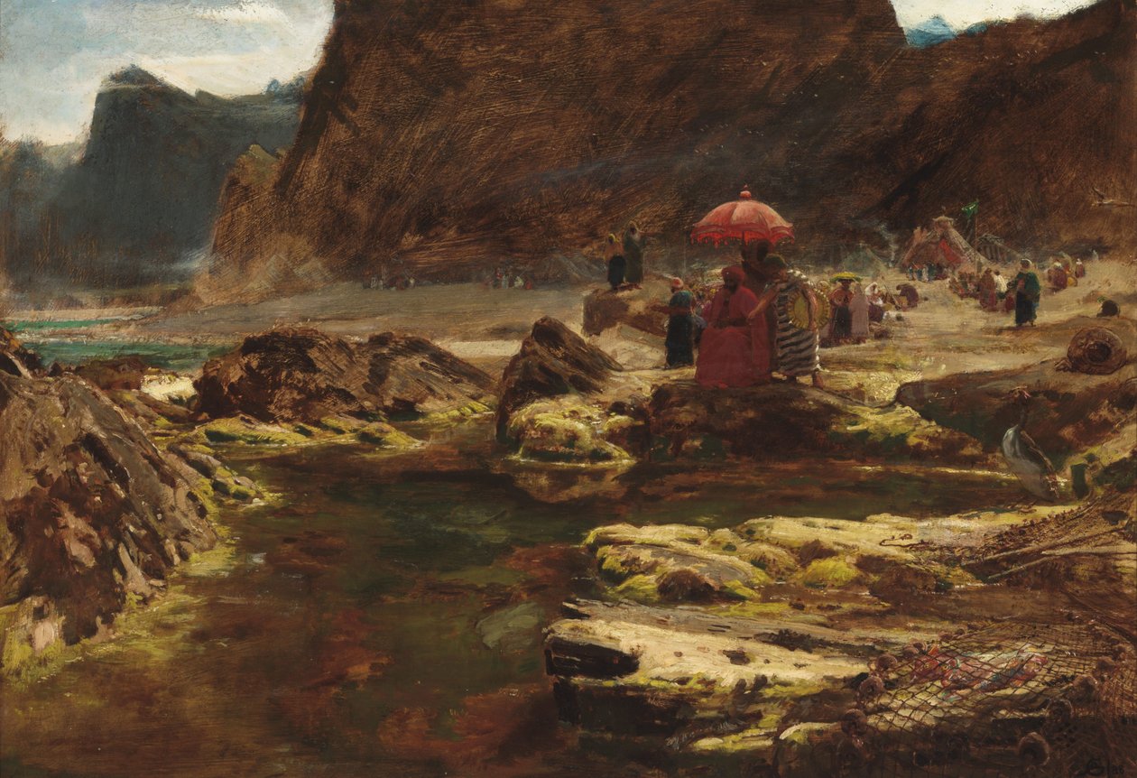 Sultan ve büyülü göl kenarındaki kampı by Albert Goodwin