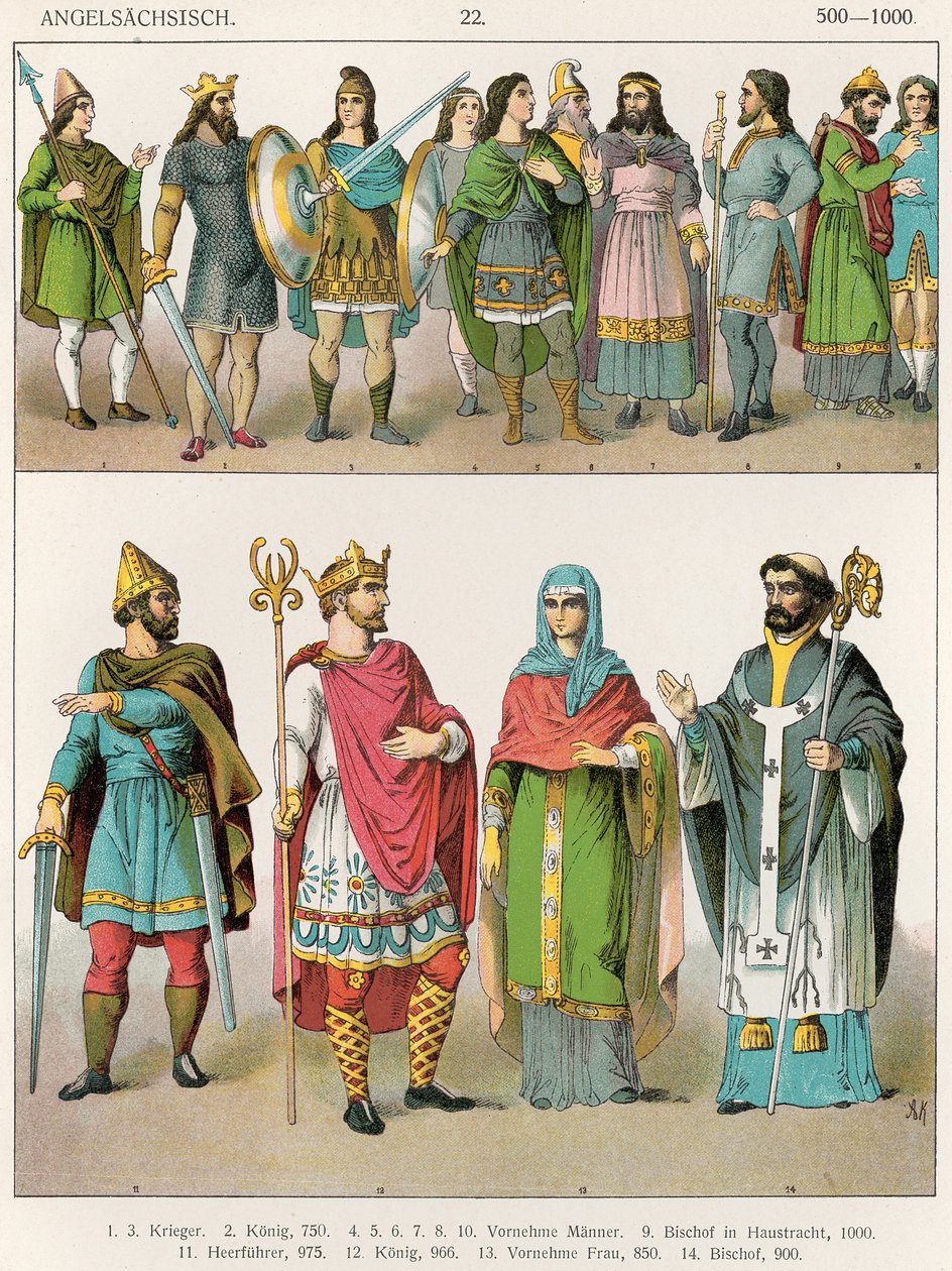 Anglo-Sakson Elbise, 'Trachten der Voelker'dan, 1864 by Albert Kretschmer