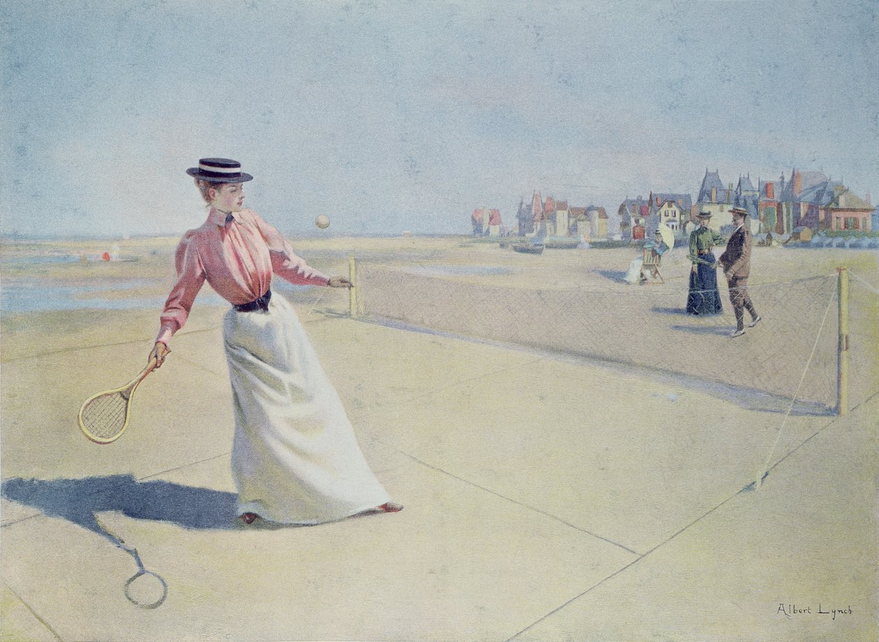 Normandiya Kıyısında Çim Tenisi by Albert Lynch