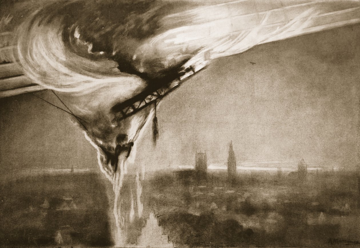 Zeplinlerin Düşüşü, 1915 by Albert Matignon