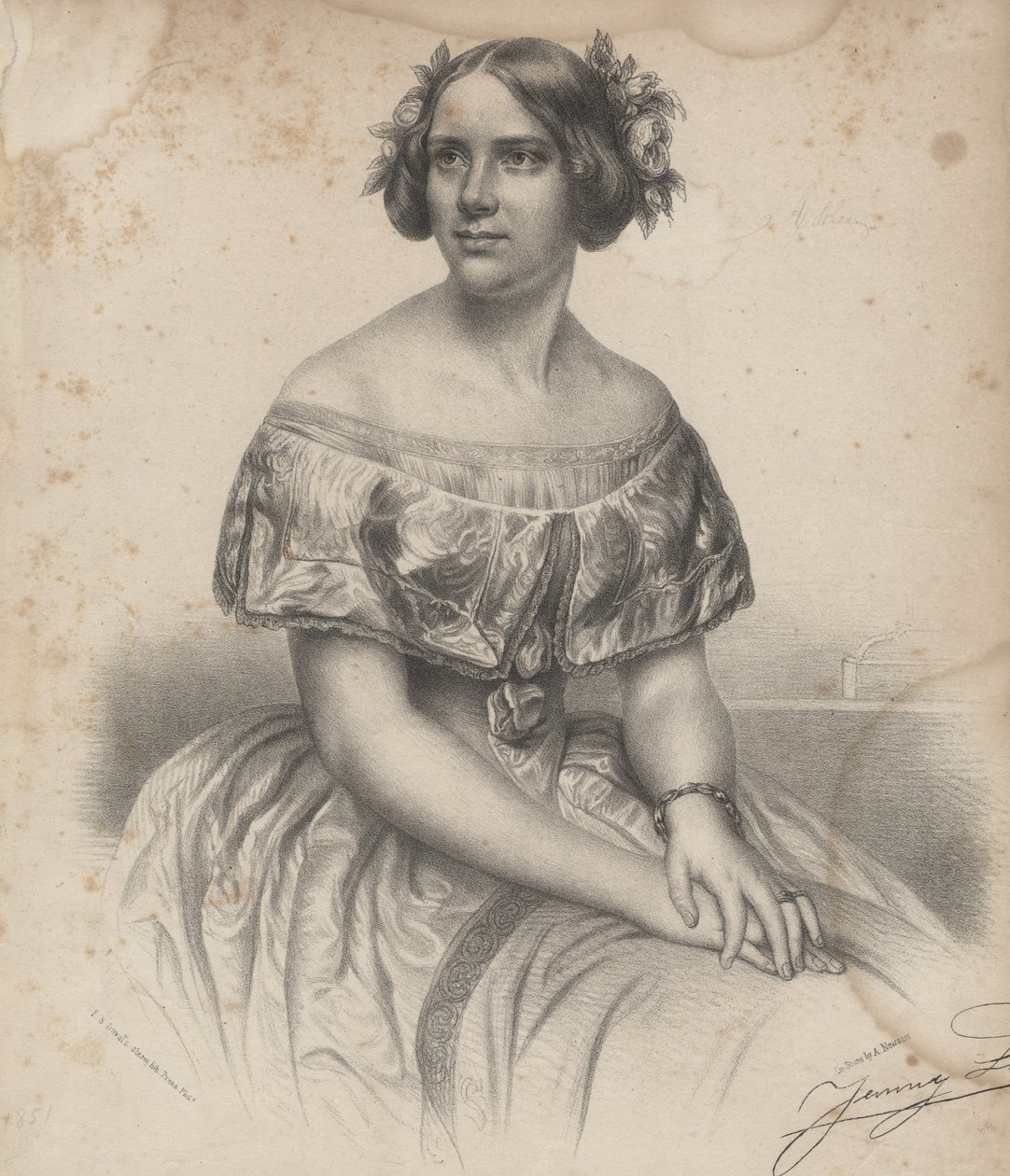 Jenny Lind, 'İsveç Melodiler, Parçalar ve Operatik Şarkılar' için notalardan, 1851 by Albert Newsam