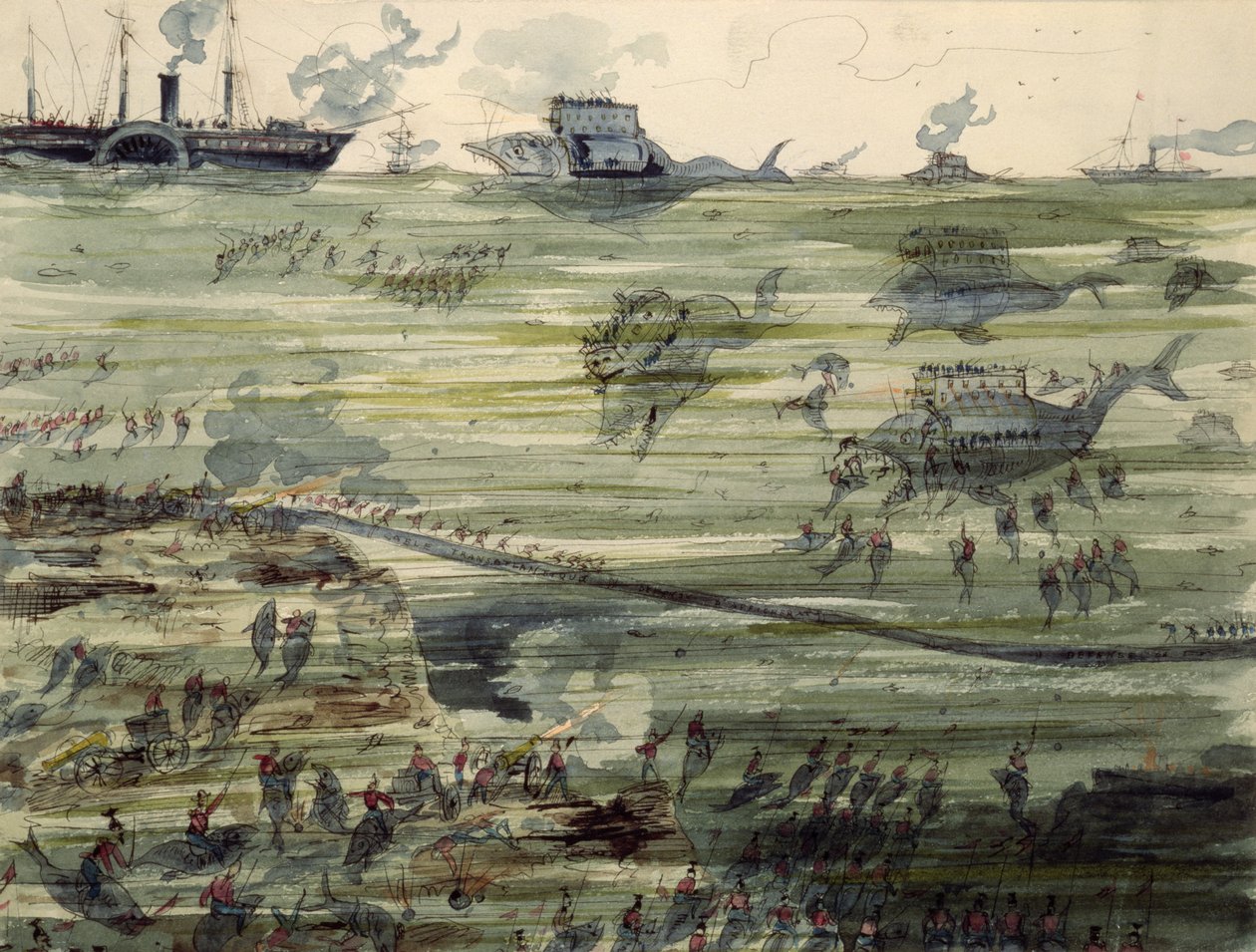 Büyük Denizaltı Savaşı, 19. yüzyılın sonlarında by Albert Robida