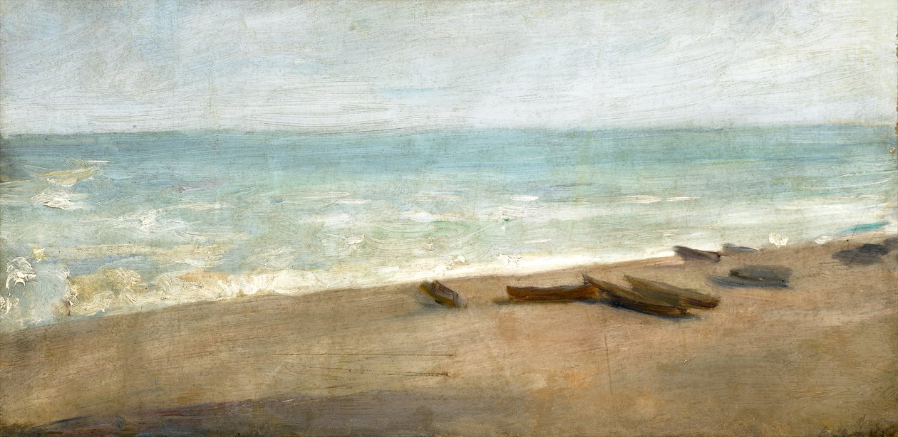 Kıyı boyunca tekneler by Albert de Belleroche