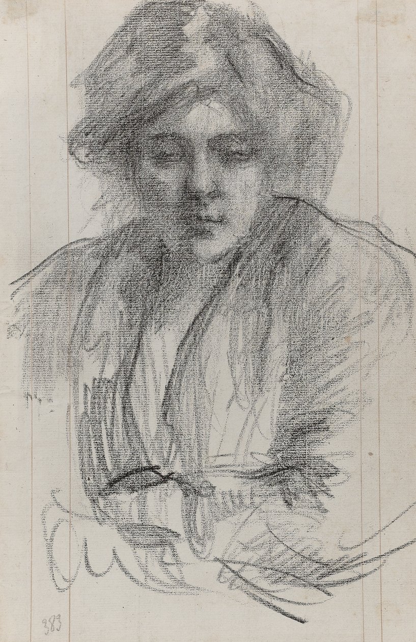 Julie, sanatçının karısı, c.1920 (kağıt üzerine pastel boya ve mürekkep) by Albert de Belleroche