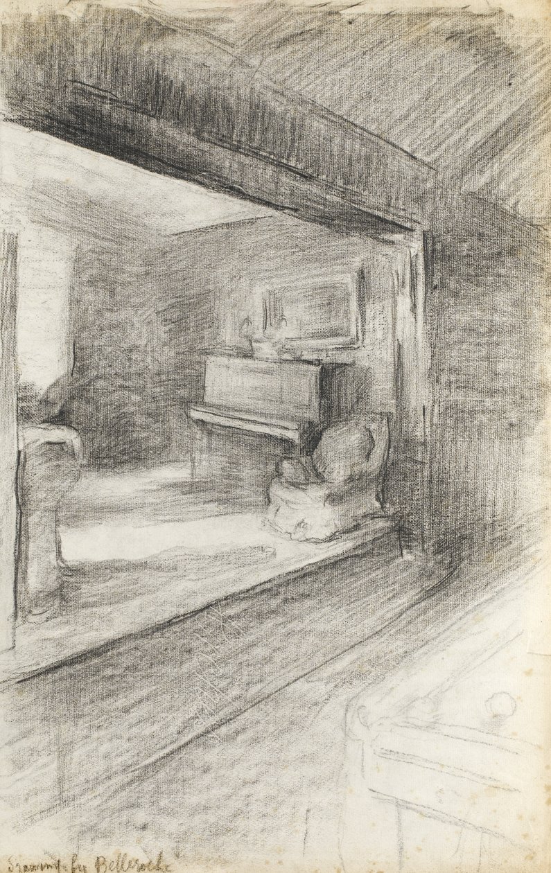 Sanatçılar Oturma Odası, 1890 dolayları (kağıt üzerine siyah tebeşir) by Albert de Belleroche