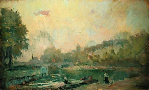 Seine boyunca (tuval üzerine yağlı boya) by Albert Charles Lebourg