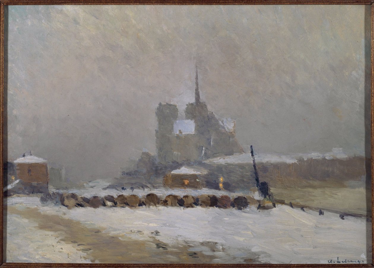 Notre-Dame de Paris, kar etkisi, akşam, yaklaşık 1897 (yağlıboya) by Albert-Charles Lebourg