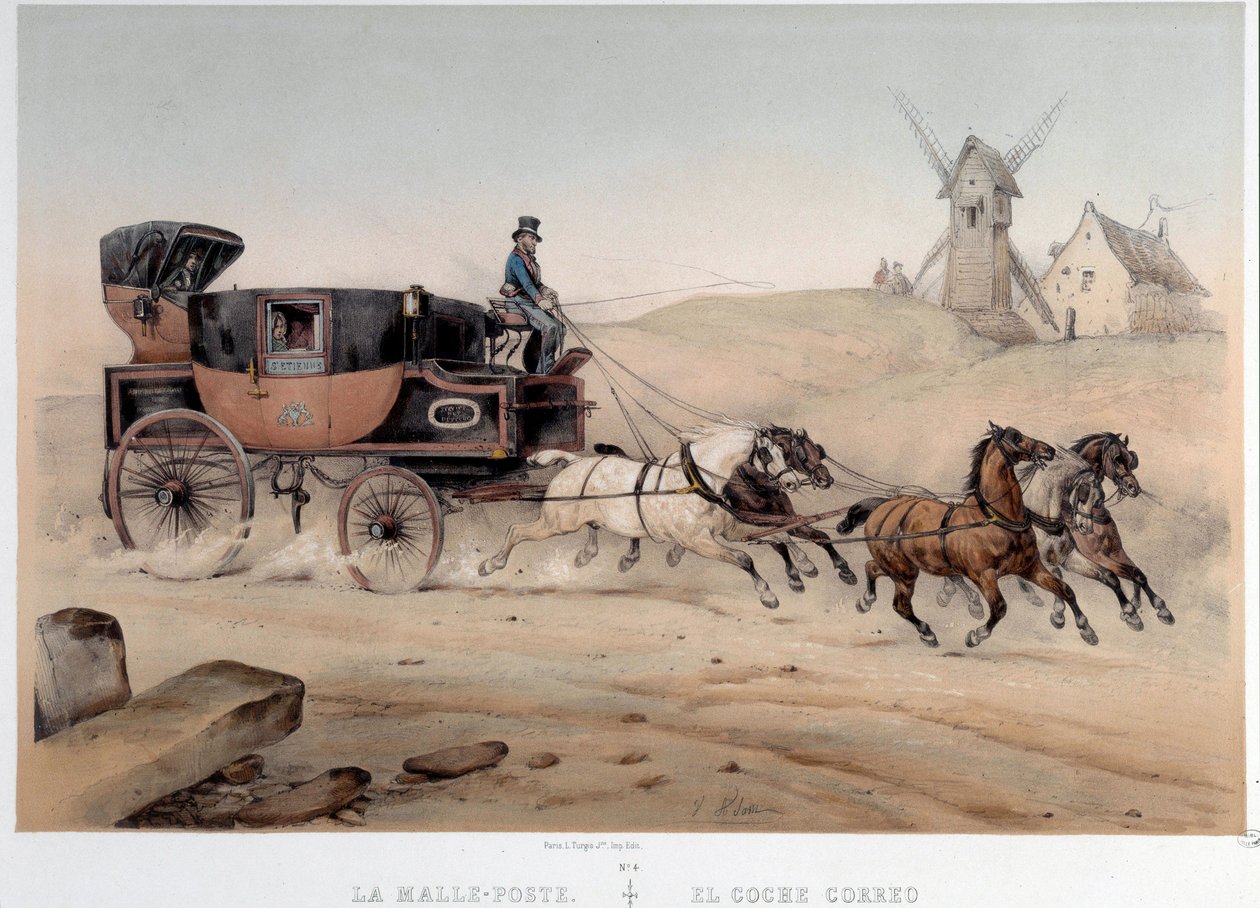 Saint Etienne şehrini hak eden bagaj direği Albert Adam (1833-?) tarafından 19. yüzyıl Paris, Musee Carnavalet by Albert Adam