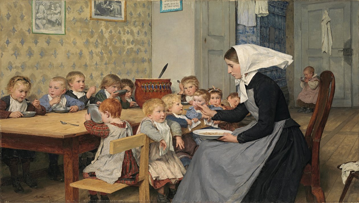 Kreşte I, 1890. by Albert Anker