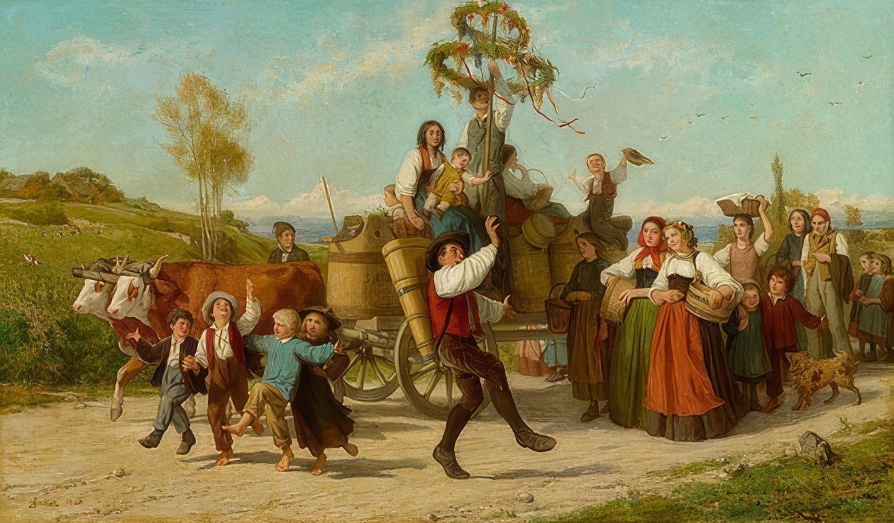 Şarap festivali. 1865 by Albert Anker