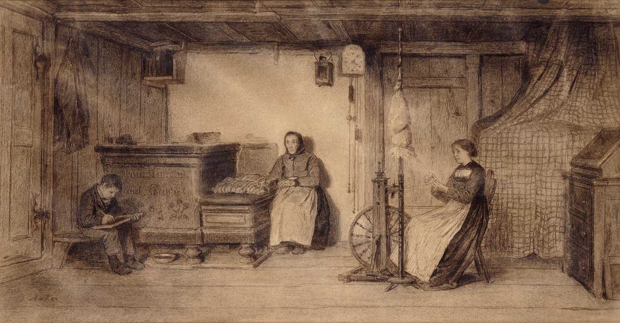 Çiftlik Evi Salonunda, by Albert Anker