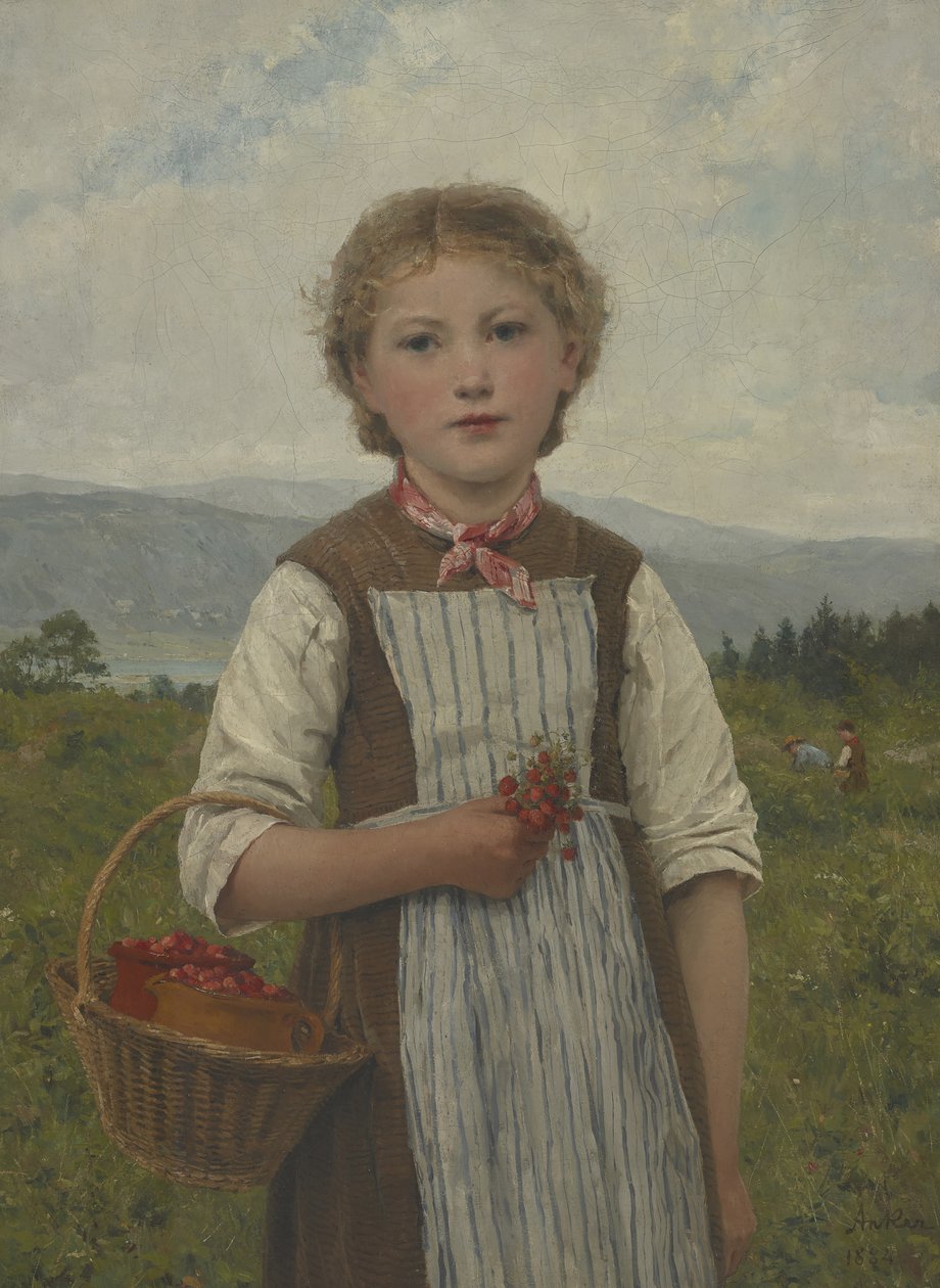 çilekli mariette by Albert Anker