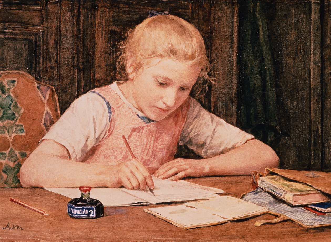 Liseli Kız by Albert Anker