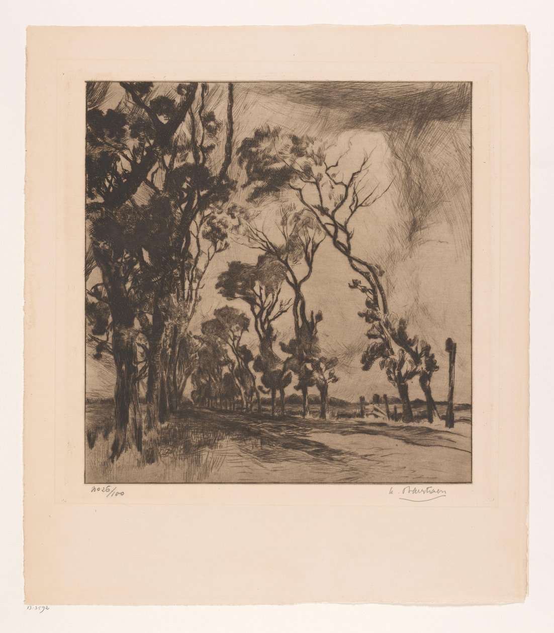 Oostende'ye doğru cadde ile manzara by Albert Baertsoen (signed by artist)