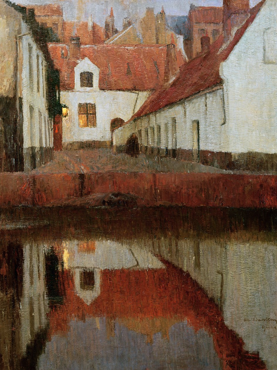 Suyun Kıyısındaki Küçük Kasaba, Alacakaranlıkta, 1899 by Albert Baertsoen