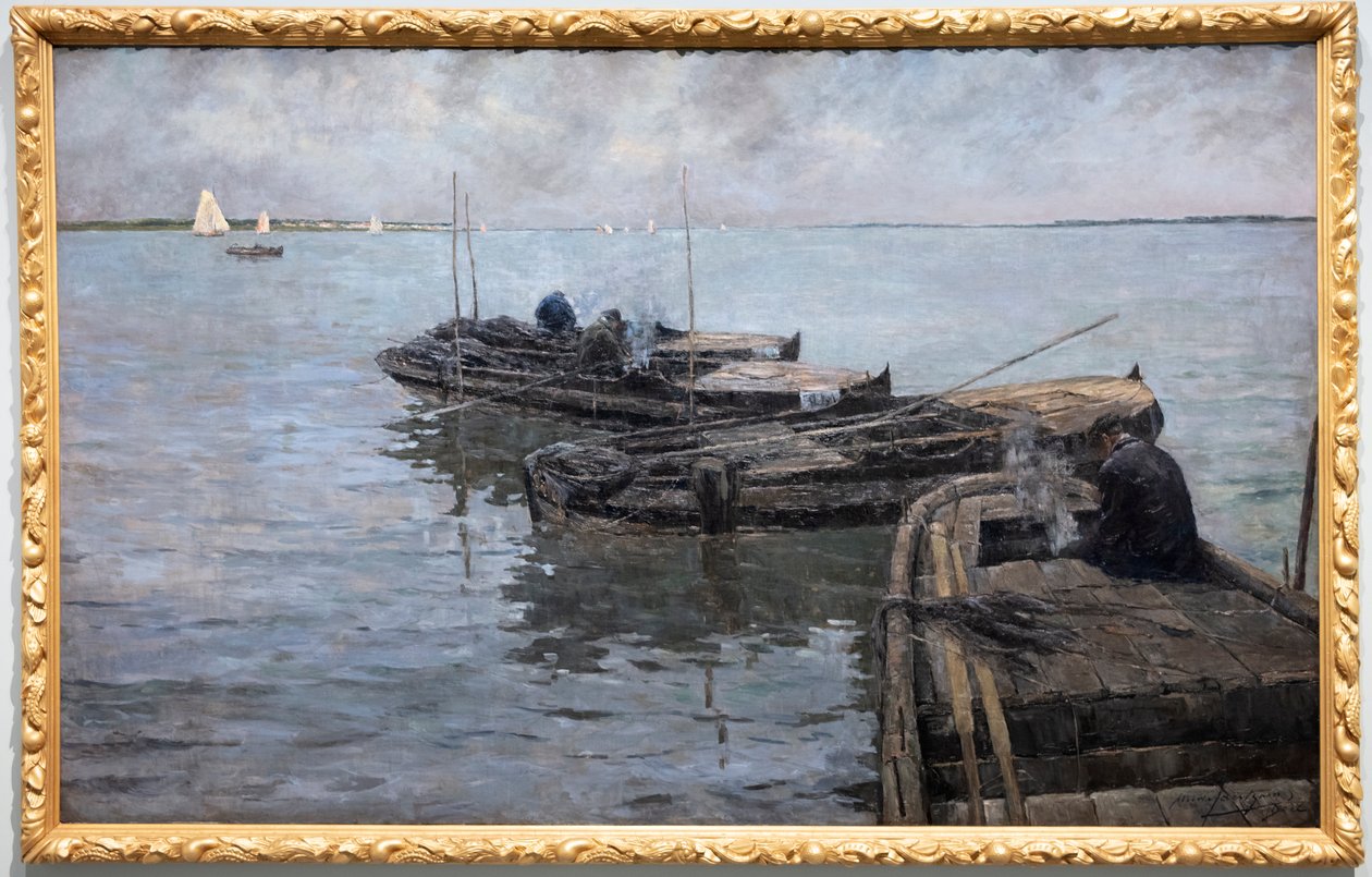 Aşağı Scheldt'te, Son Işınlar, Demirleyen Balıkçılar by Albert Baertsoen