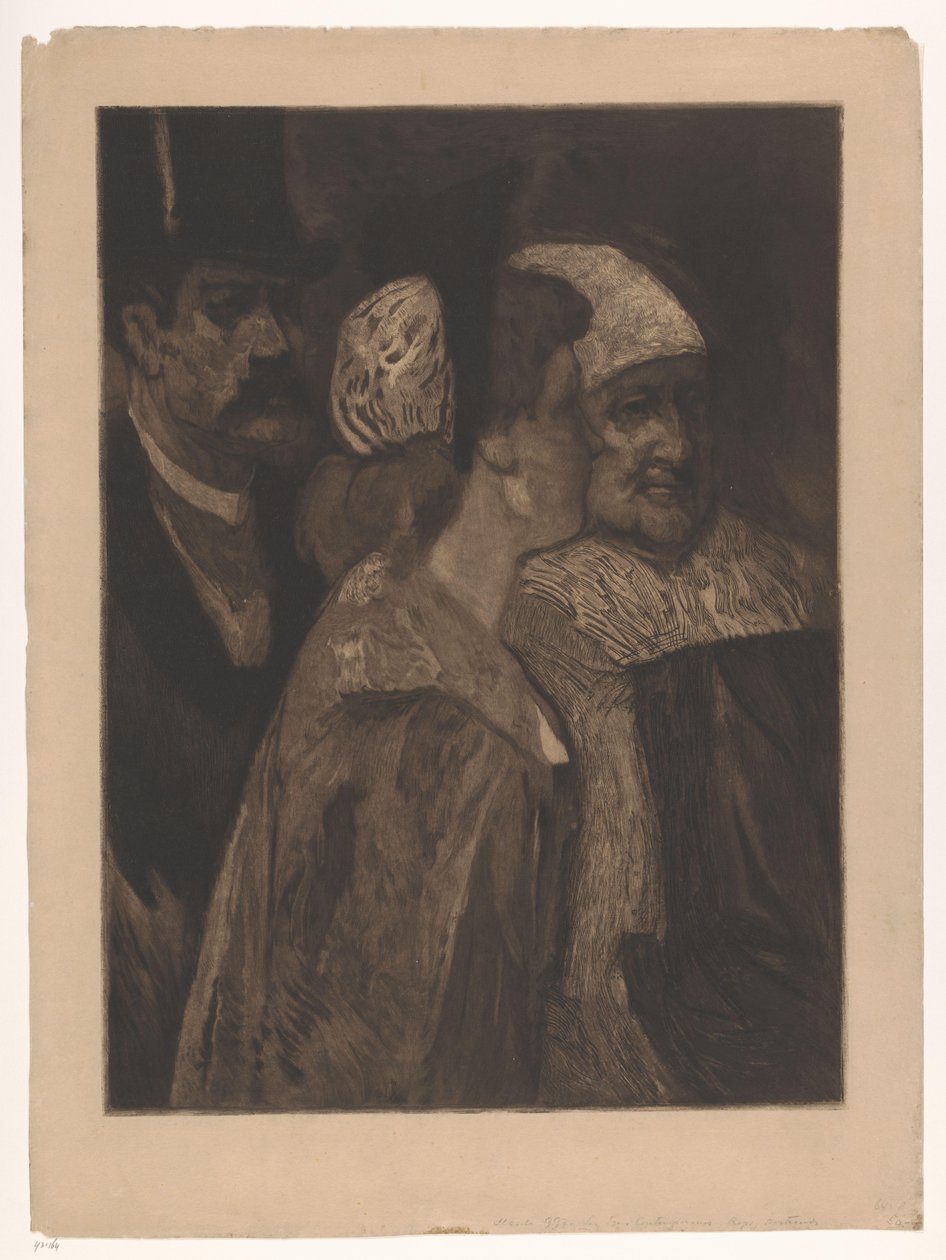 İki kadın ve silindir şapkalı bir adam Les trois çağdaşları (orijinal başlık) by Albert Bertrand