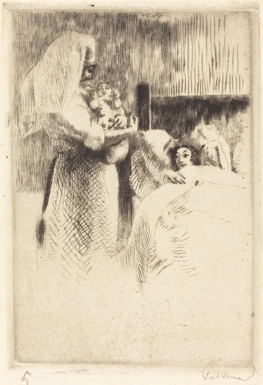 Anne-Élisabeth Besnard için Doğum Duyurusu (Anne-Élisabeth Besnard doğum kartı) by Albert Besnard