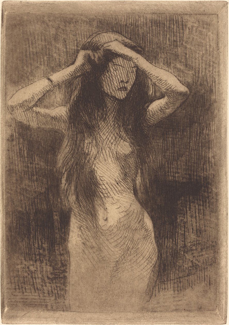 Çıplak Kız Saçını Tarıyor by Albert Besnard