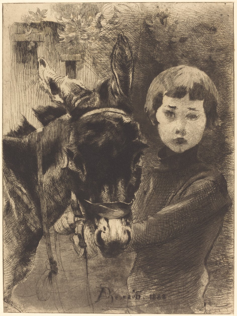 Robert Besnard ve Eşeği (Robert Besnard et oğlu ane) by Albert Besnard