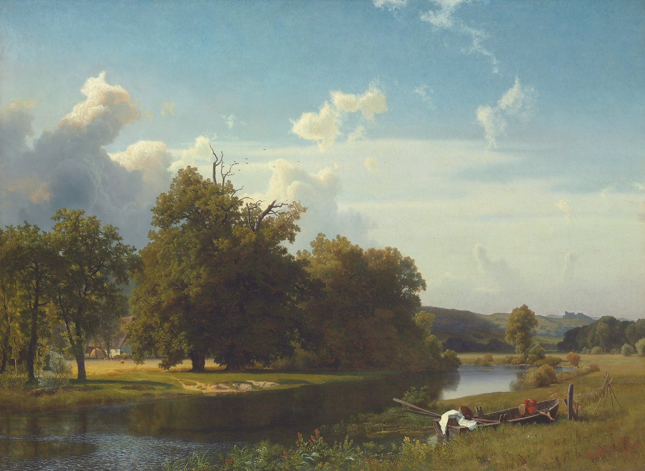 Bir Nehir Manzarası, Vestfalya by Albert Bierstadt